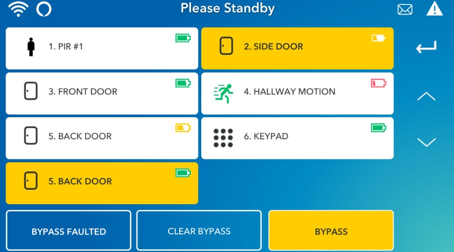 South Bend security system command screen.